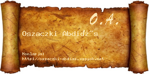 Oszaczki Abdiás névjegykártya